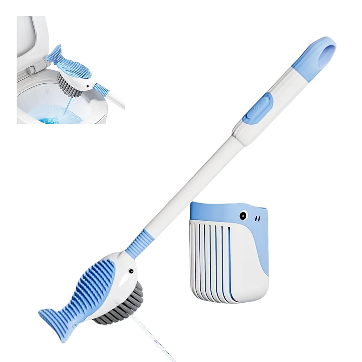 HASTHIP Toilet Brush with Suction Cup Drip Holder 2 in 1 Double Sides Toilet Brush with Intergrated Cleaning Agent Dispenser Flexible Silicone Whale-Tail Toilet Brush Cleaning Brush, 16 inches HASTHIP Toilet Brush with Suction Cup Drip Holder 2 in 1 Double Sides Toilet Brush with Intergrated Cleaning Agent Dispenser Flexible Silicone Whale-Tail Toilet Brush Cleaning Brush, 16 inches